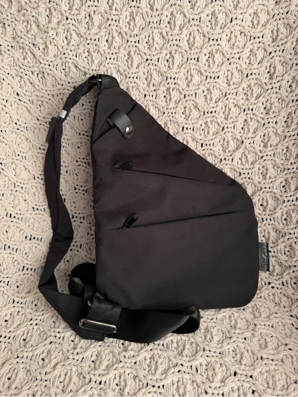 FSM Black Sling Crossbody Bag Minimalist Travel Everyday Carry